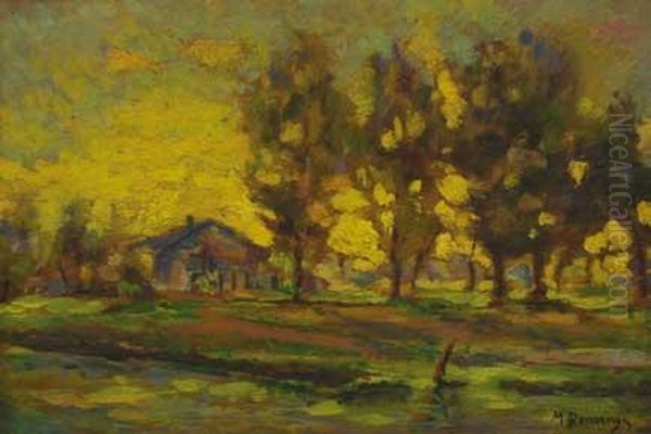 Paisaje Con Masia Oil Painting by Melchor Domenge Y Antiga