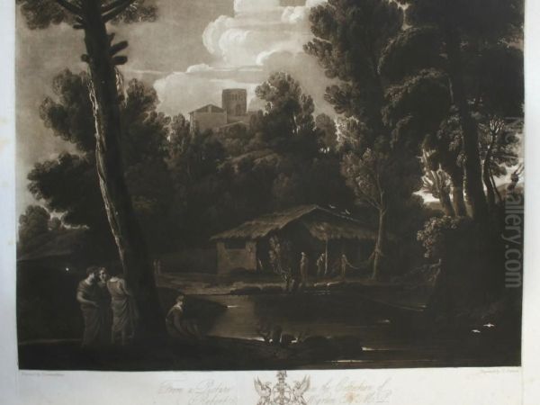 (italianate Landscape With Figures By A Pool) Oil Painting by Domenichino