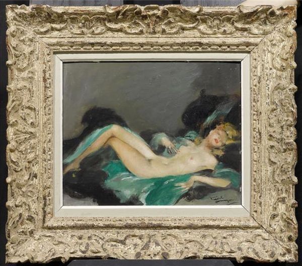 Reclining Nude Oil Painting by Gaston Domergue