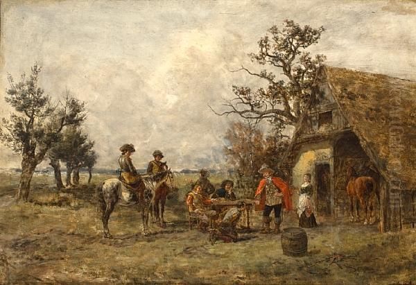 The Halt At The Inn Oil Painting by Jose Domingo Munoz