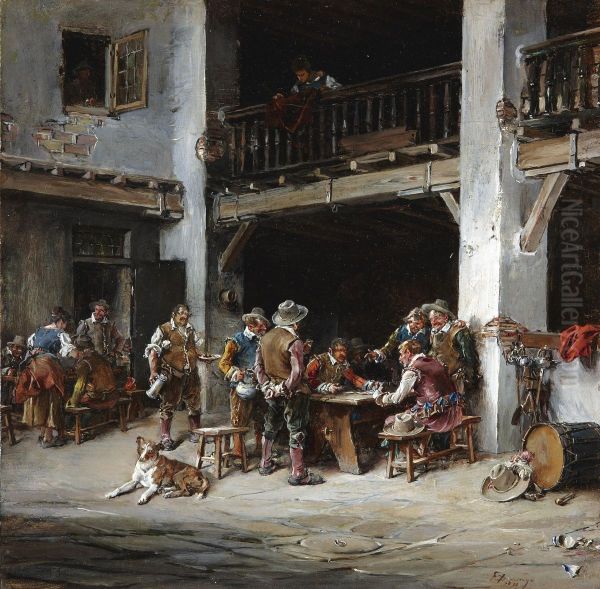 En La Posada (in The Tavern) Oil Painting by Francisco Domingo Marques