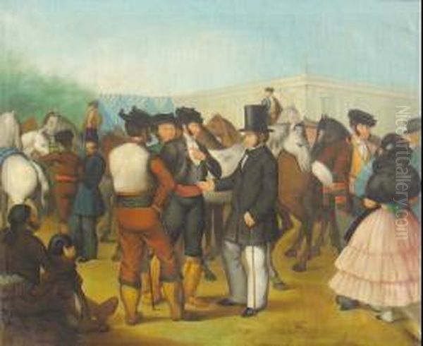 Scene De Marche Oil Painting by Joaquin Dominguez Becquer