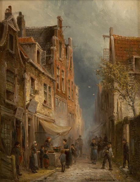 Quartier Juif A Amsterdam Oil Painting by Cornelis Christiaan Dommersen