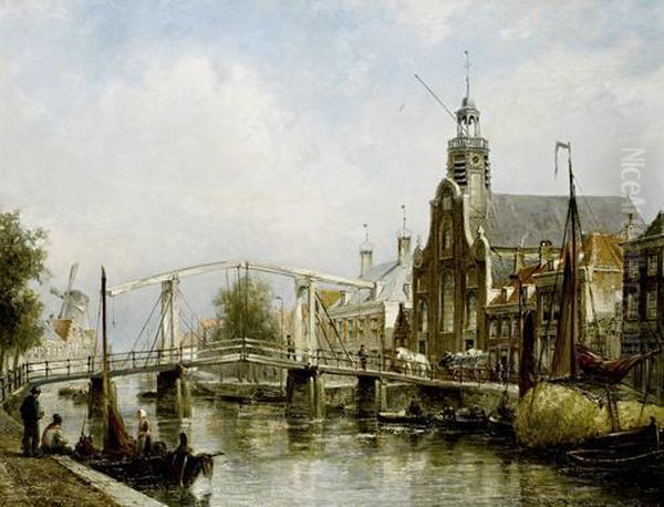 Pelgrimsvaderskerk On The Aalbrechtskolk In Delfshaven, Rotterdam Oil Painting by Cornelis Christiaan Dommersen