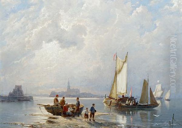 Enkhuizen On The Zuiderzee, Holland Oil Painting by Pieter Christiaan Cornelis Dommersen