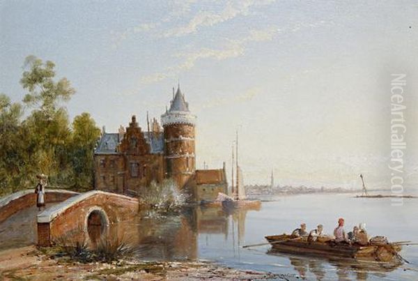 On The Spaarn, Holland Oil Painting by William Raymond Dommersen