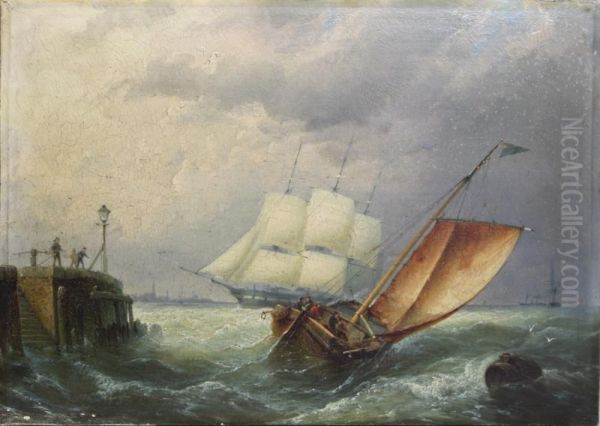 Dutch Harbor Scene Oil Painting by Pieter Cornelis Dommershuijzen