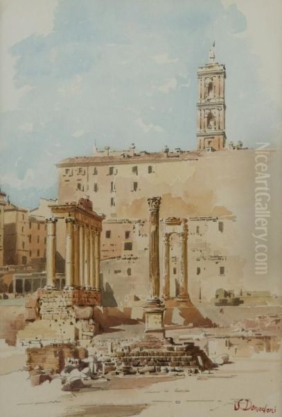 Veduta Del Foro Romano Con Il Palazzo Senatorio Oil Painting by Stefano Donadoni