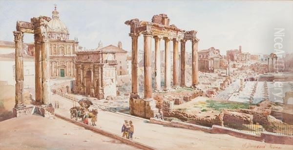 Il Foro Romano Oil Painting by Stefano Donadoni