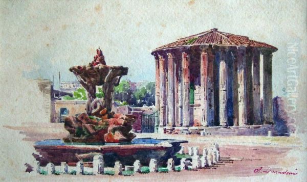 The Temple Of Vesta, 
Rome Oil Painting by Stefano Donadoni