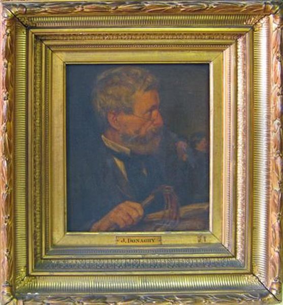 Man In Library Oil Painting by John Donaghy