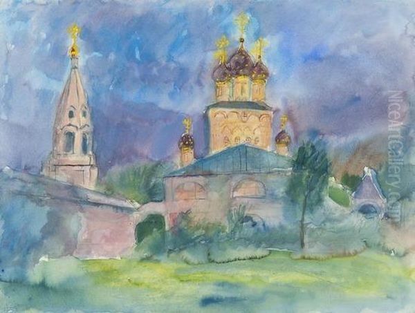 A Russian Orthodox Church Oil Painting by Andrew Benjamin Donaldson