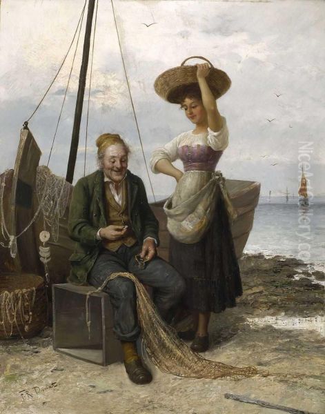 Geld Zahlender Fischer Am Strand Oil Painting by Frederick Reginald Donat