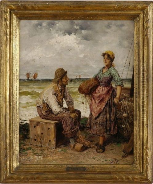 Fisherman And Maiden Oil Painting by Frederick Reginald Donat