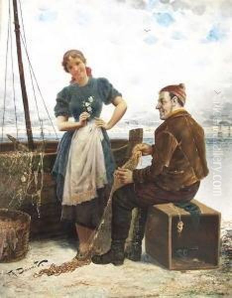 Bretonisches Fischerpaar Oil Painting by Frederick Reginald Donat