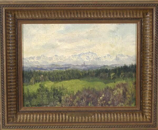 Bewaldete Voralpenlandschaft Oil Painting by Wilhelm Donaubauer