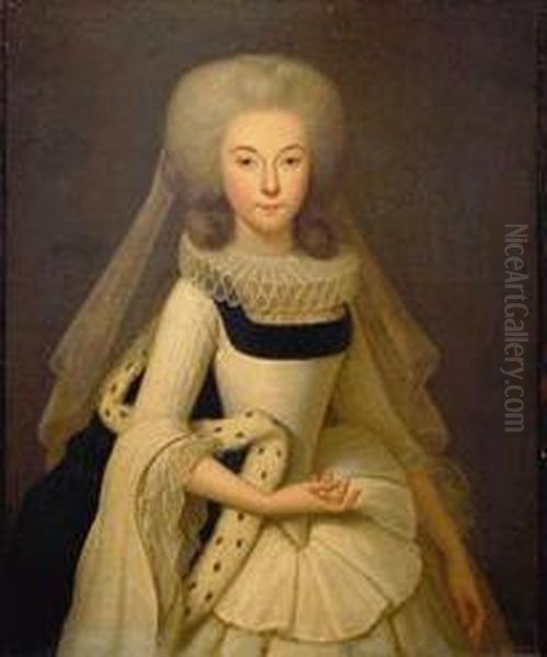 Portrait Of Isabelle Claire De Gand De Nerode De Montmorencycomtesse D'issenghiem, D. 1664 Oil Painting by Guillaume Dominique Doncre