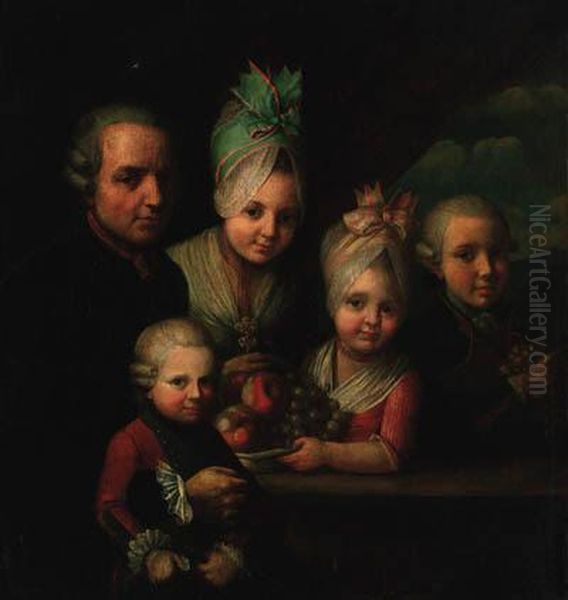 A Family Portrait Group Oil Painting by Guillaume Dominique Doncre