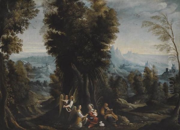 A Landscape With John The Baptist Preaching In The Wilderness Oil Painting by Giovanni Andrea Donducci (see MASTELLETTA)