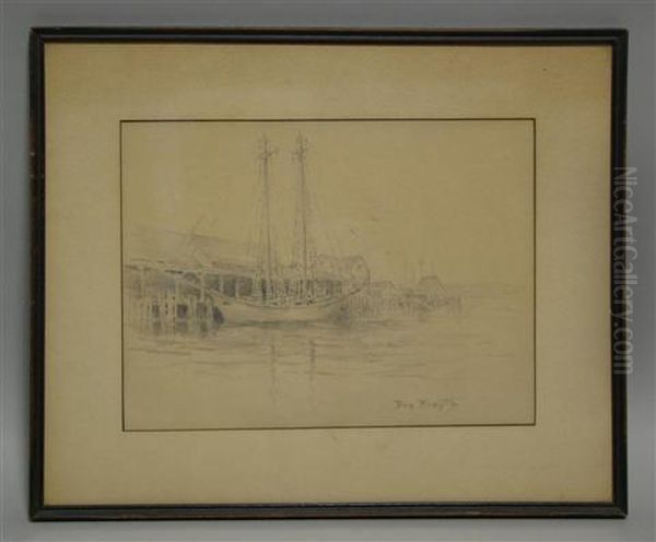 Sailboat In The Harbor Oil Painting by Benjamin Donisthorpe Donne