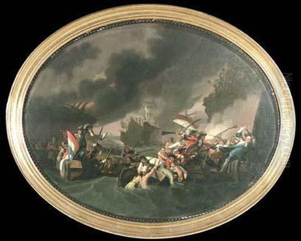  La Bataille De La Hogue  Oil Painting by Benjamin Donisthorpe Donne