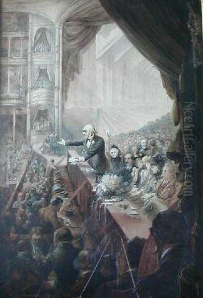 Gladstone Speaking In A Theatre Oil Painting by William A. Donnelly