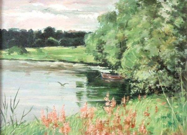 Paysage A L'etang Oil Painting by Desire Donny