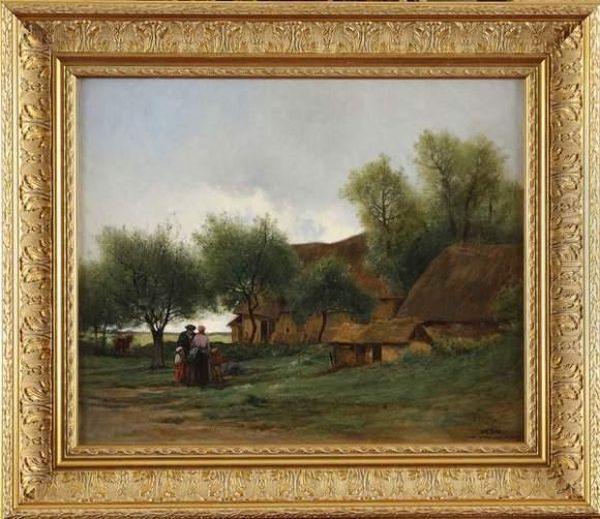 Ferme Normande A Yport Oil Painting by Charles Donzel