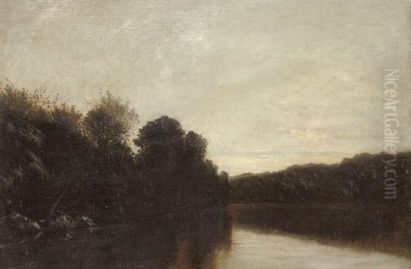 On The River At Dusk Oil Painting by Charles Donzel