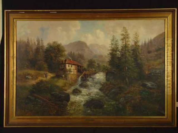 Muhle Bei Schladming/steiermark Oil Painting by Joseph Dore