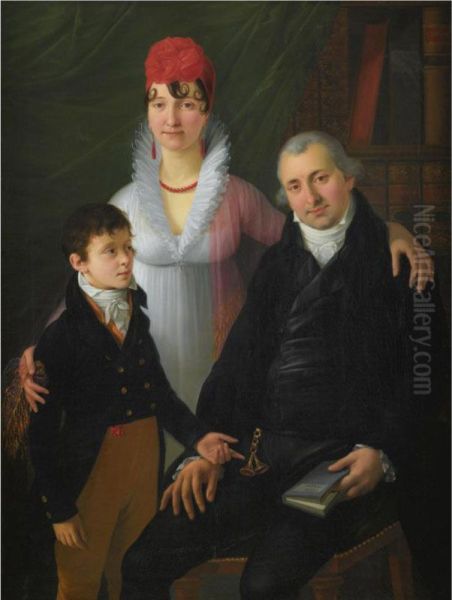 Portrait Of Avvocato Ardizzoni And His Family Oil Painting by Joseph Dorffmeister