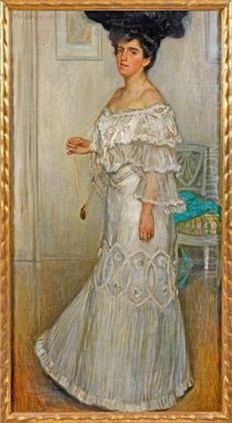 Elegante Dame In Eineminterieur Oil Painting by Ferdinand Dorsch