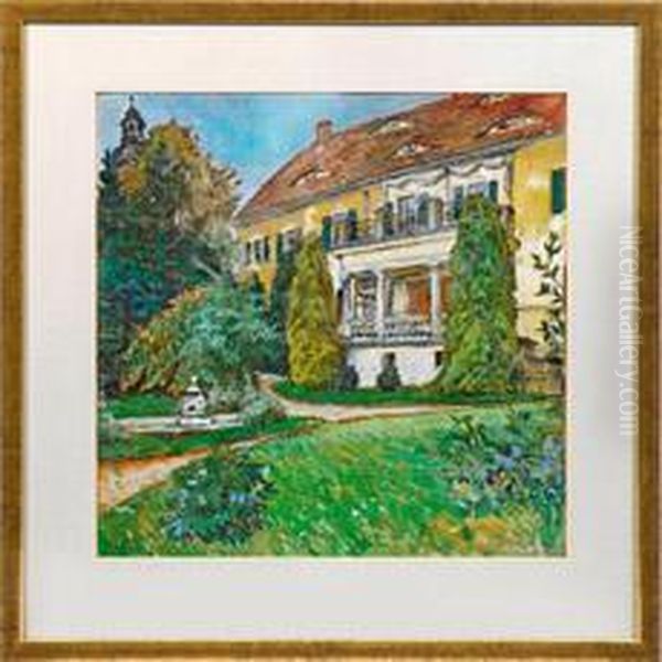 Impressionistischeansicht Einer Dresdner Villa Mit Sommerlichemgarten Oil Painting by Ferdinand Dorsch