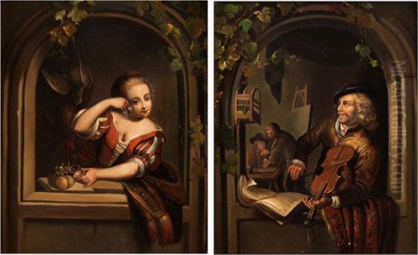 Junges Madchen In Rundbogigem Oil Painting by Gerrit Dou