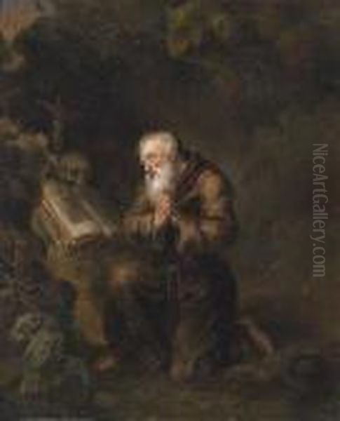 A Praying Hermit Oil Painting by Gerrit Dou