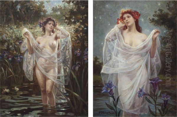 Water Nymphs Oil Painting by Frantisek Bohumil Doubek