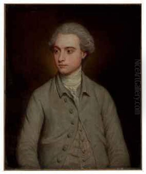 Portrait Of A Gentleman, Half-length, In A Grey Coat Oil Painting by William Doughty