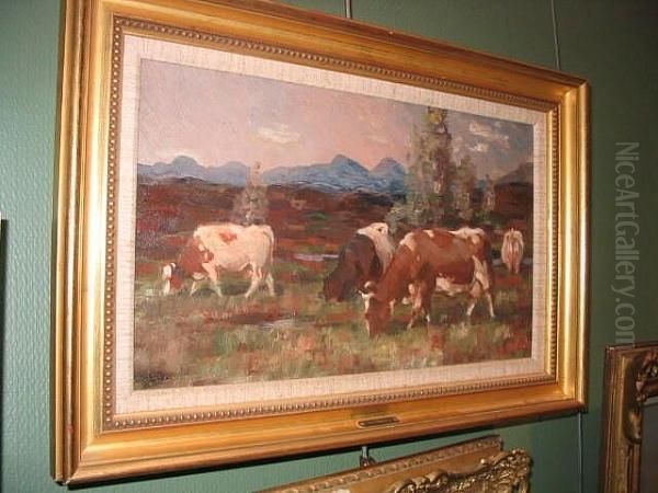 Cattle In Glen Dochart, Killin Oil Painting by Andrew Douglas