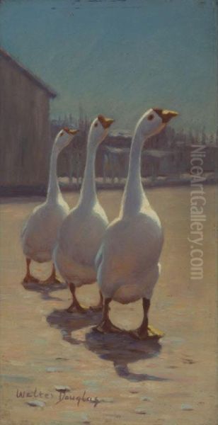 Three Geese Oil Painting by Walter Douglas