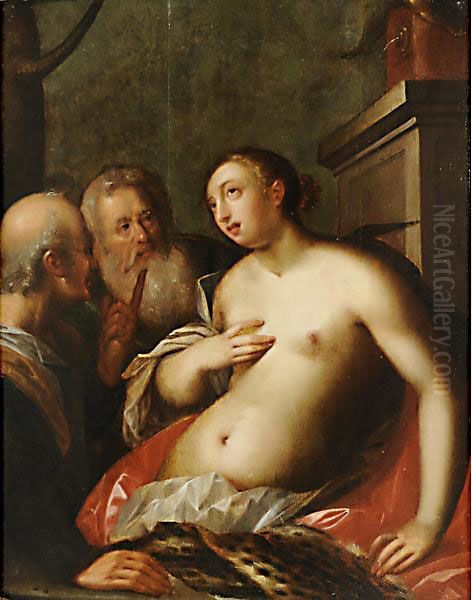 Susanna E I Vecchioni Oil Painting by Frans Bartholomeus Douven