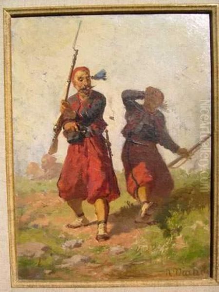 Soldats Orientaux Oil Painting by Auguste Viande Doviane