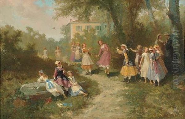 Fete De Campagne Oil Painting by Auguste Viande Doviane