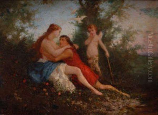 Venus Et Adonis Oil Painting by Auguste Viande Doviane