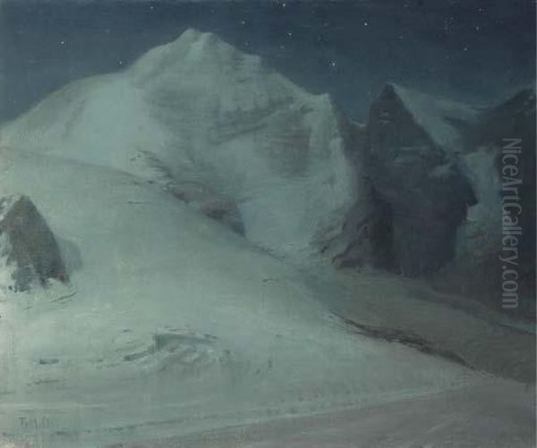 Moonlight In The Alps Oil Painting by Thomas Millie Dow