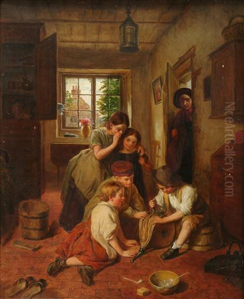 Theyoung Mischief Makers Oil Painting by Ebenezer Newman Downard