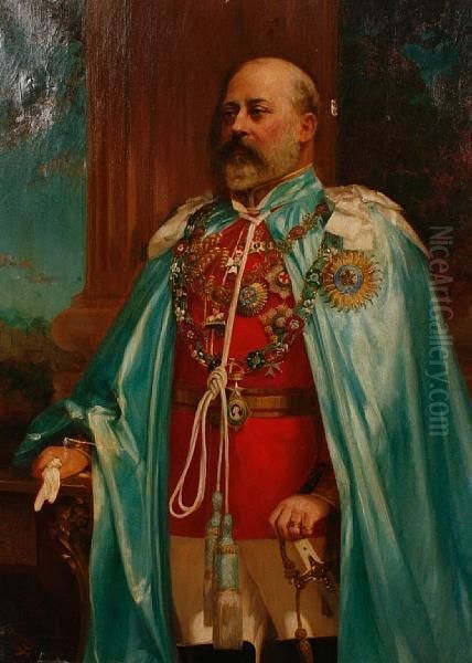 A Portrait Of King Edward Vii Oil Painting by D. Downey