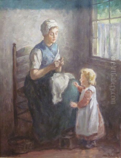 The Sewing Lesson Oil Painting by John Patrick Downie