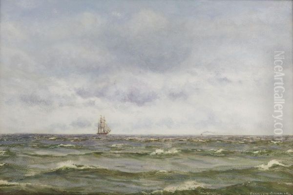 Shipping Off The Coast Oil Painting by John Patrick Downie