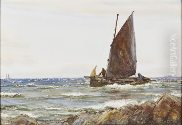 Home With The Catch, Girvan Oil Painting by Patrick Downie