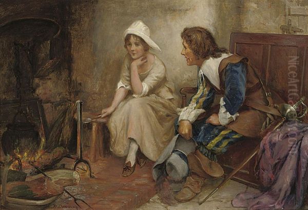 A Proposition Beside The Fire Oil Painting by Delapoer Downing